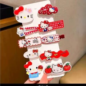 Hello Kitty Hair Clip Accessories in Red and White
